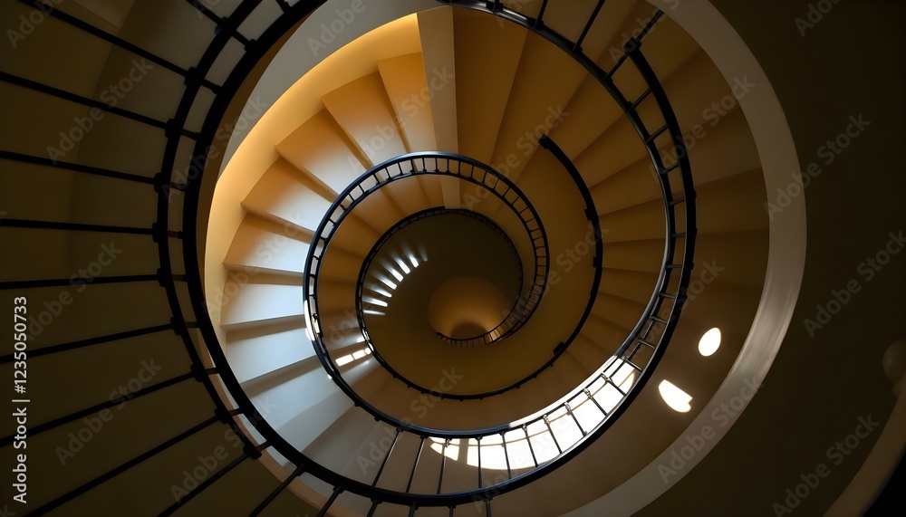 Fototapeta premium a spiral staircase in a building with light coming through