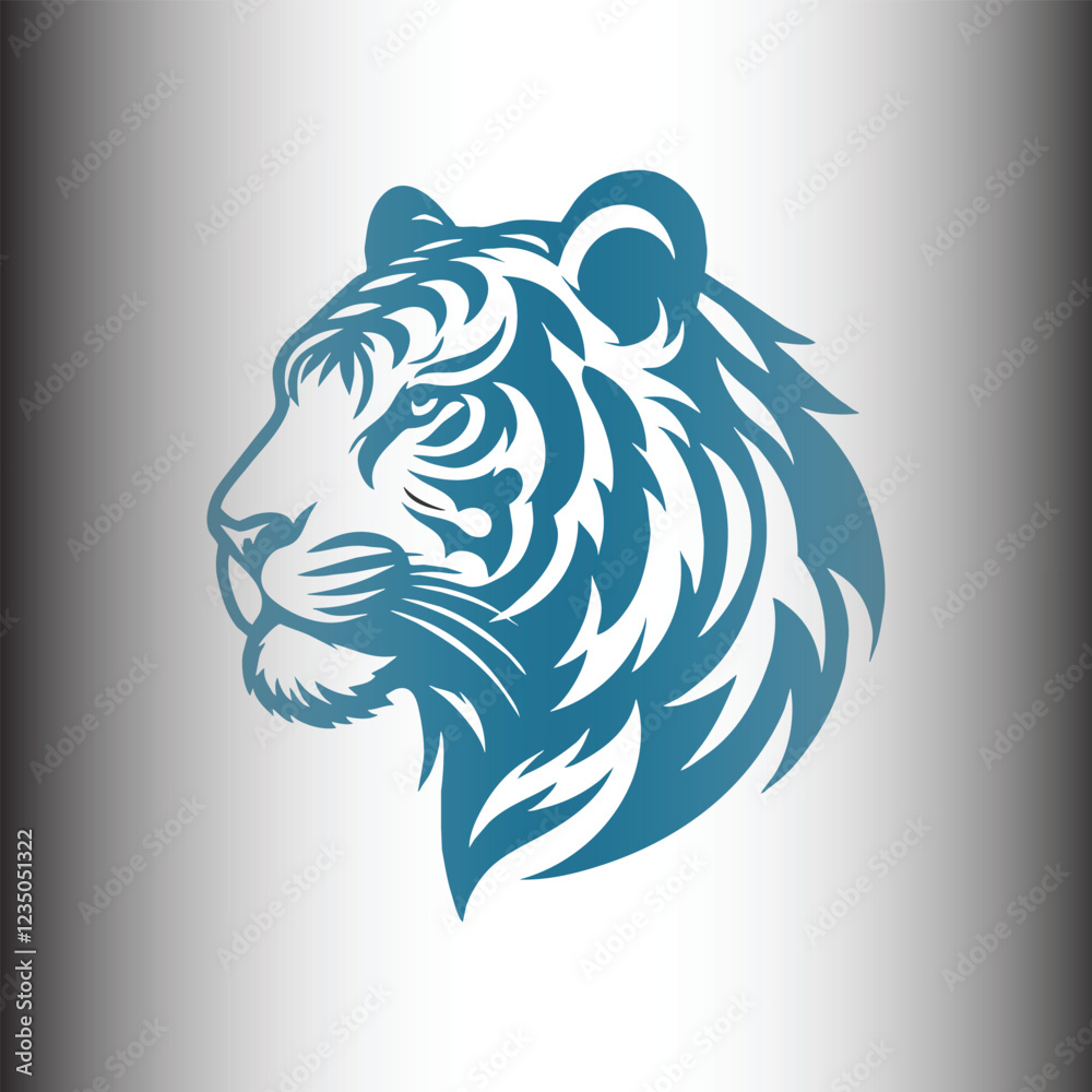 Obraz premium Blue Tiger Head with Stylized Details