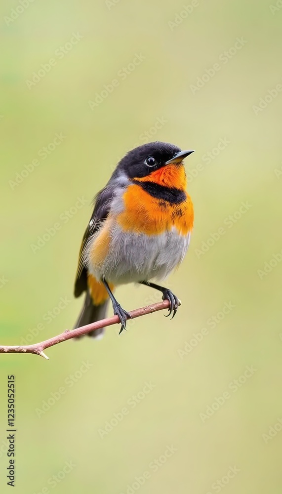 Vibrant Scarlet Robin Perched on a Twig Vibrant Scarlet Robin Perched on a Twig