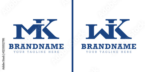 Letters MK and WK Monogram Logo, for business with MK KM WK KW initials