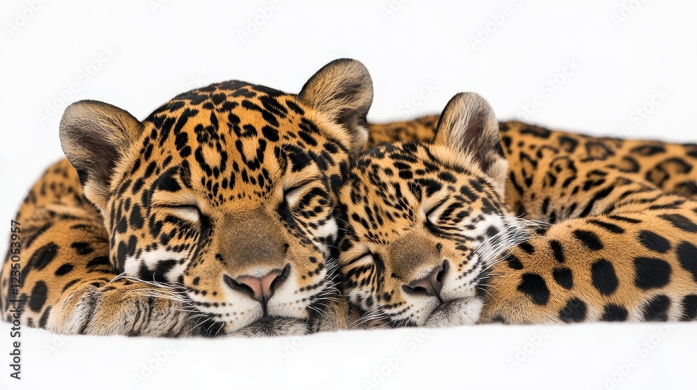 Obraz premium Two Jaguars Resting Peacefully Together in Bright Natural Setting