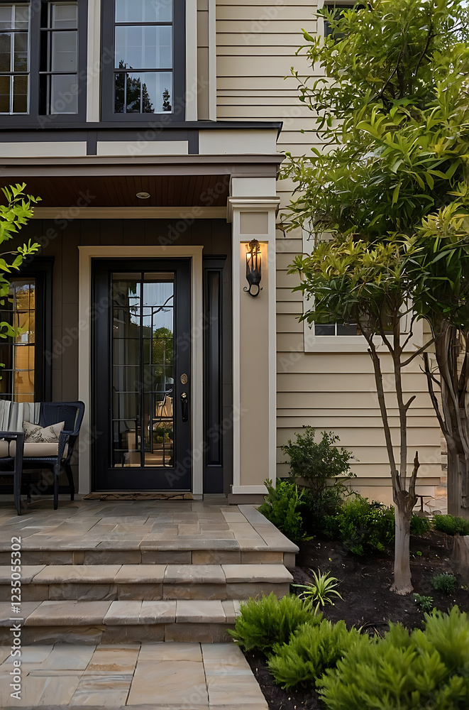 Obraz premium Elegant Home Exterior: A Dream House with Stunning Architecture and Landscaping