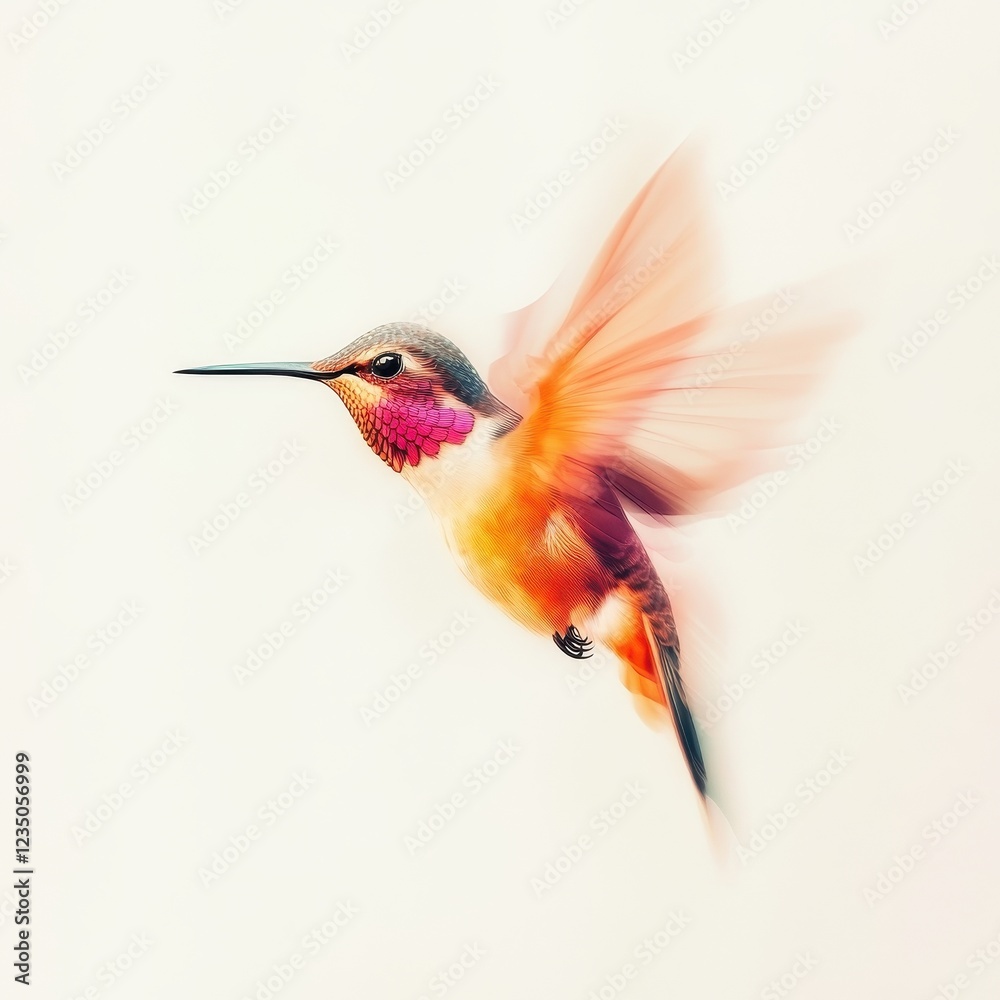 Fototapeta premium A vibrant hummingbird in flight showcasing its colorful plumage