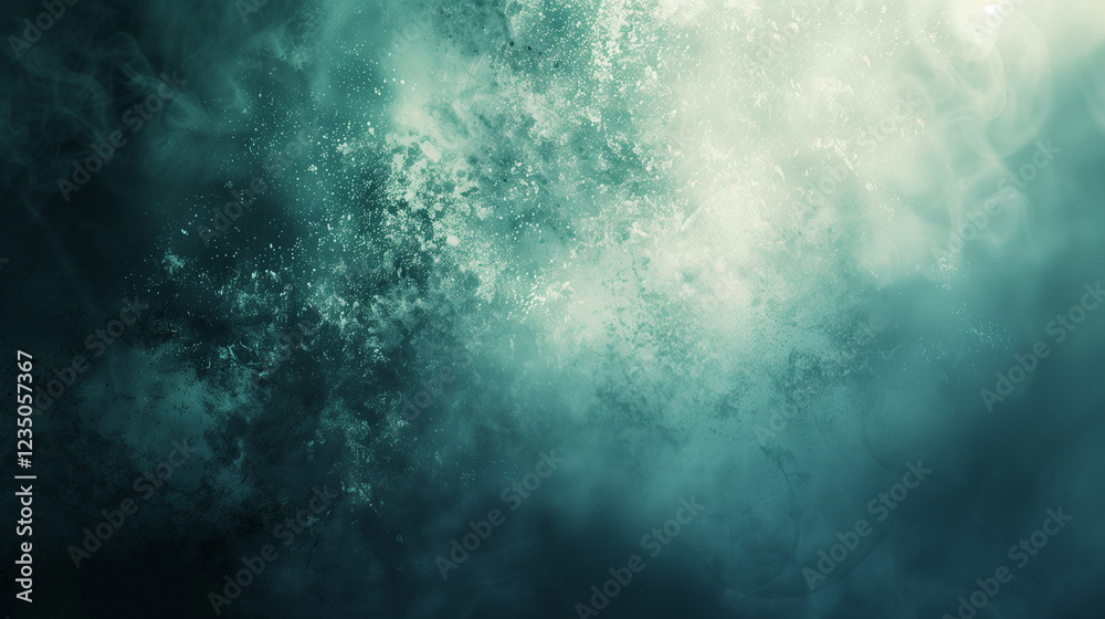 Abstract image of swirling smoke and particles in shades of blue and green, creating a mystical and ethereal atmosphere. Abstract image of swirling smoke and particles in shades of blue and green, creating a mystical and ethereal atmosphere.