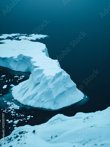 Icy Dark Blue Ocean Glacial Berg Iceberg Floating Melting Arctic Landscape Chilling Cold Moody High Contrast Photography photo