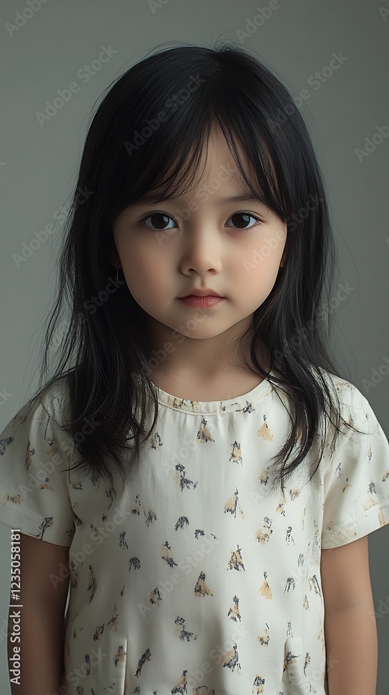there is a young girl with long black hair wearing a white dress there is a young girl with long black hair wearing a white dress
