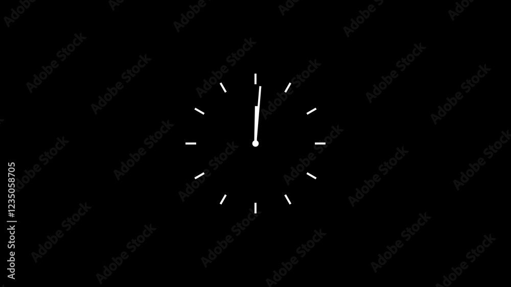 Abstract new analog clock icon animation.Clock Counting Down 24 Hour Day Fast Speed.clock icon timer concept transparent background.