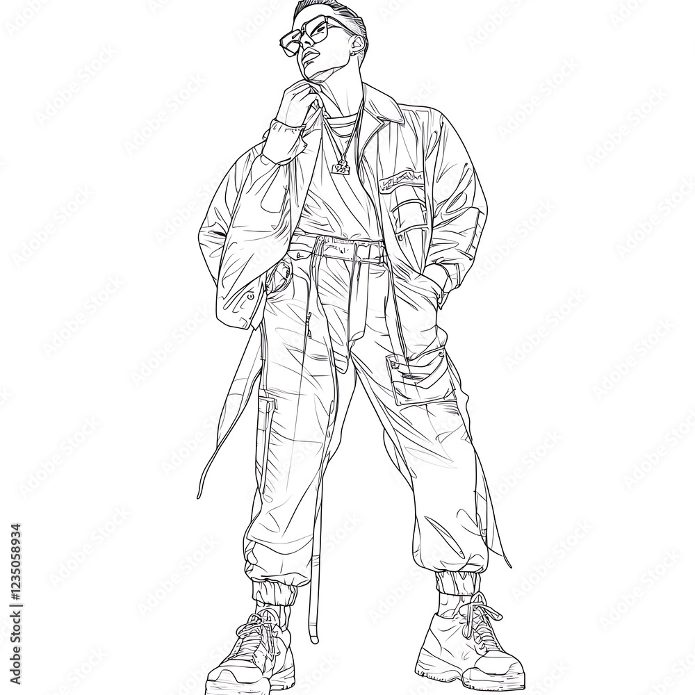 a drawing of a man in a jacket and tie standing a drawing of a man in a jacket and tie standing