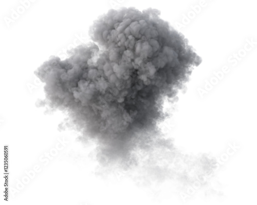 Explosion smoke cloud on transparent
