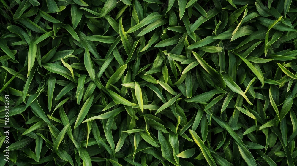 A lush green field of grass with many leaves A lush green field of grass with many leaves