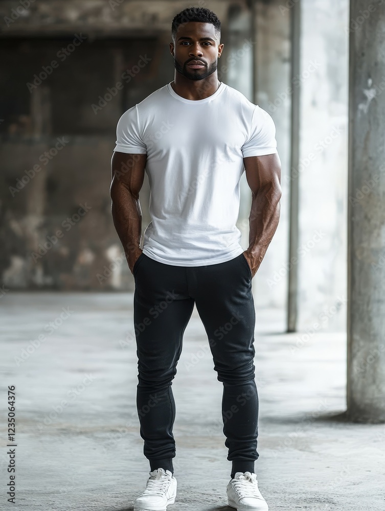 Stylish fitness model poses in urban setting Stylish fitness model poses in urban setting