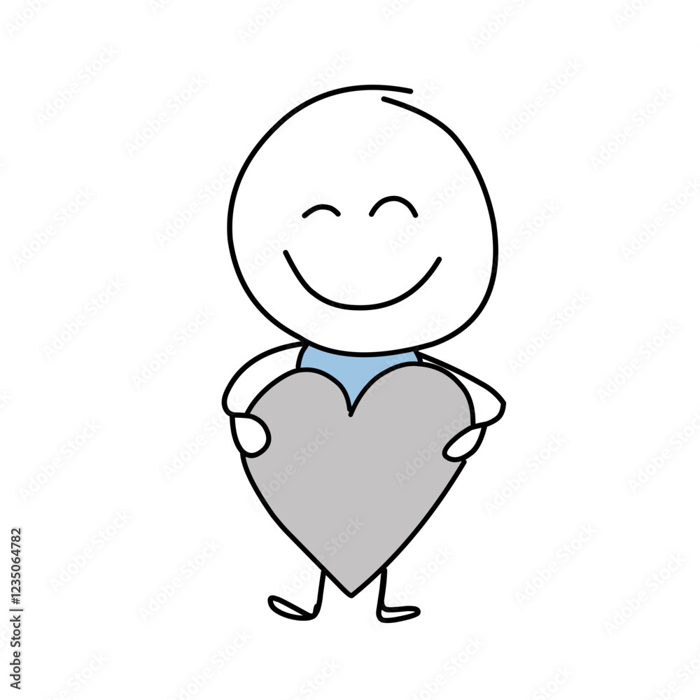 funny stickman holding heart funny stickman holding heart
