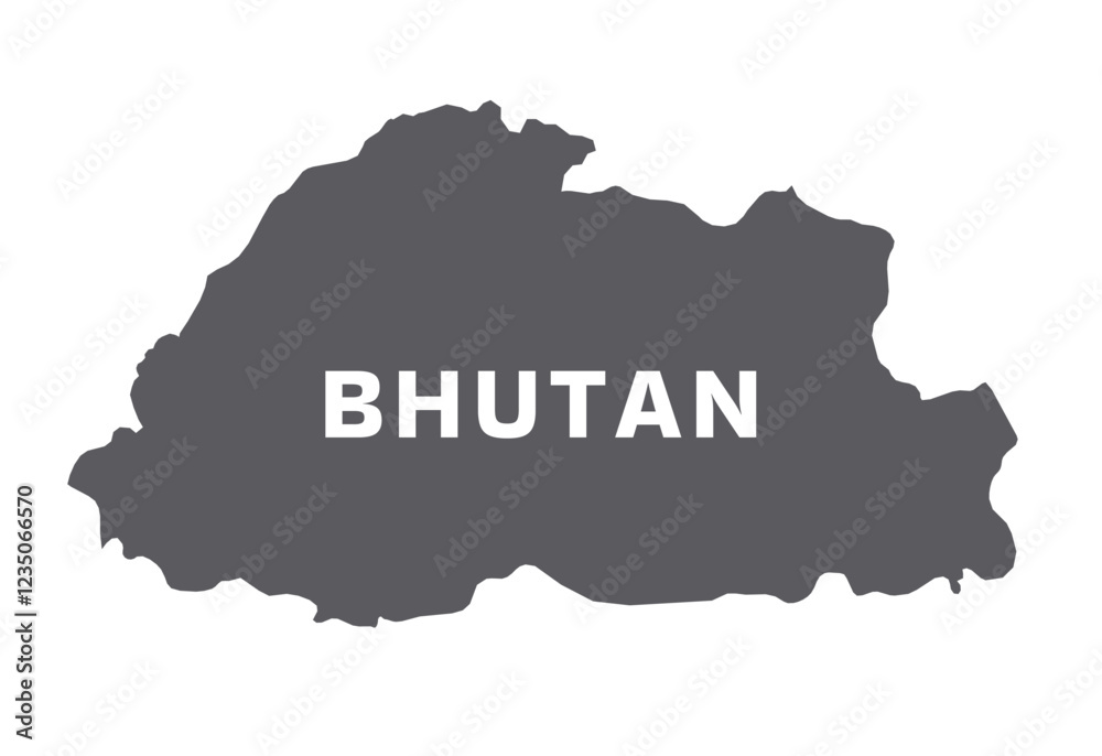Fototapeta premium Simple flat Bhutan map grey vector