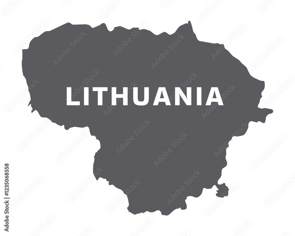 Obraz premium Simple flat Lithuania map grey vector
