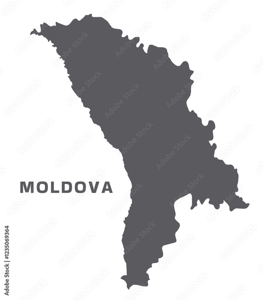 Simple flat Moldova map grey vector