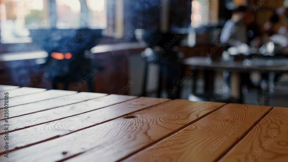Blank Wooden Table with Outdoor Grill Scene Blank Wooden Table with Outdoor Grill Scene