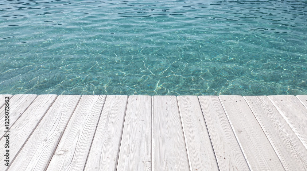 Calm sea, wooden dock, summer day, travel background Calm sea, wooden dock, summer day, travel background