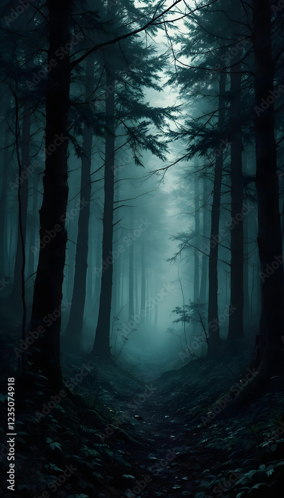 Naklejka premium Fondo de interior de bosque oscuro y precioso