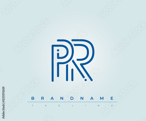 PR Technology Letter  Logo Template. This tech letter logo is a graphic mark that uses letters to represent a technology company.