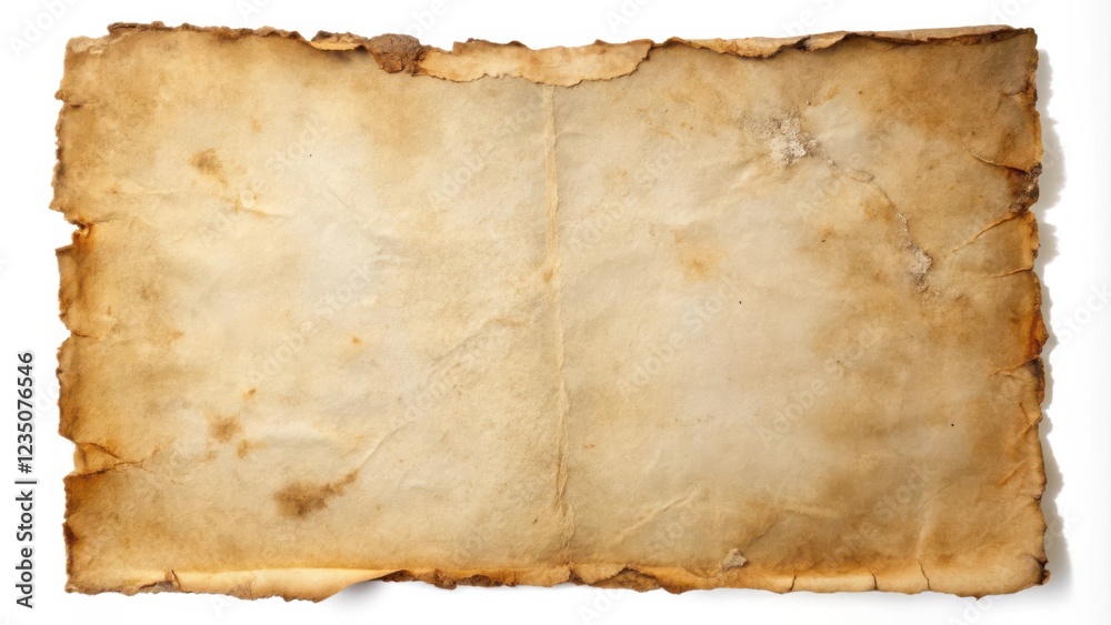 Aged Paper with a Wrinkled Texture and Burnt Edges, Ideal for Antique or Vintage Backgrounds Aged Paper with a Wrinkled Texture and Burnt Edges, Ideal for Antique or Vintage Backgrounds