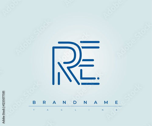 RE Technology Letter  Logo Template. This tech letter logo is a graphic mark that uses letters to represent a technology company.