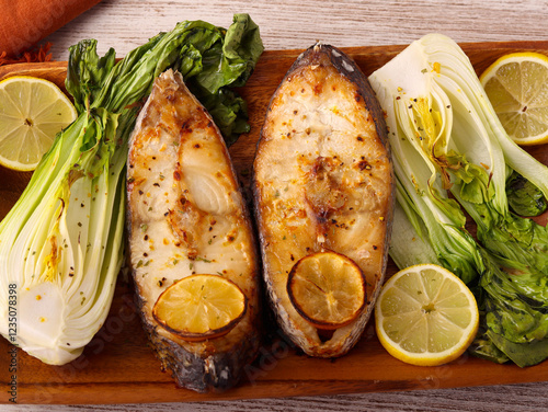 hake fish with bok choy