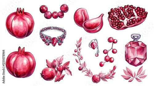 PNG pomegranate accessories illustration