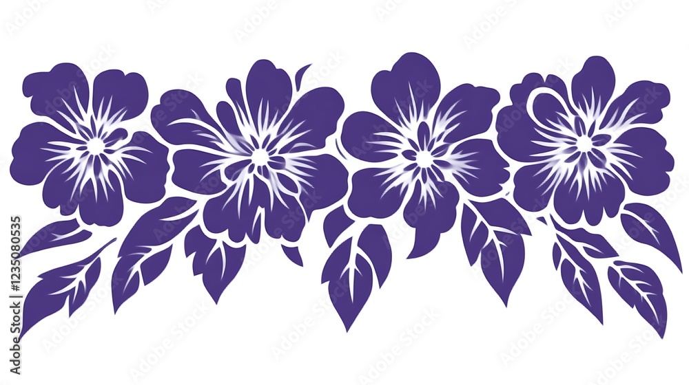 Obraz premium Stylized Purple Floral Arrangement With Leaves