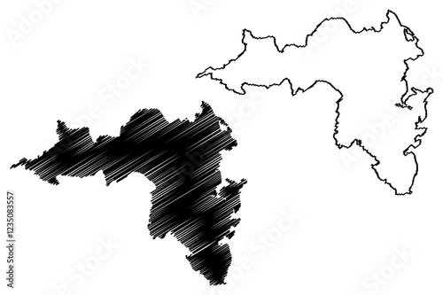 Achill island (Republic of Ireland) map vector illustration, scribble sketch Acaill, Oilean Acla map