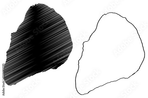 Aldra island (Kingdom of Norway) map vector illustration, scribble sketch Aldra map