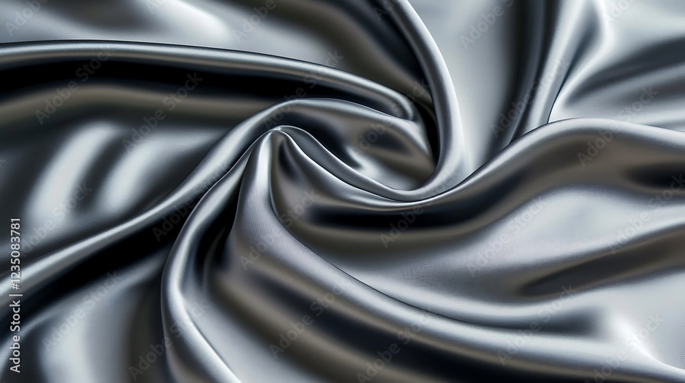 Silver Silk Draped Swirling Softly Elegant Fabric