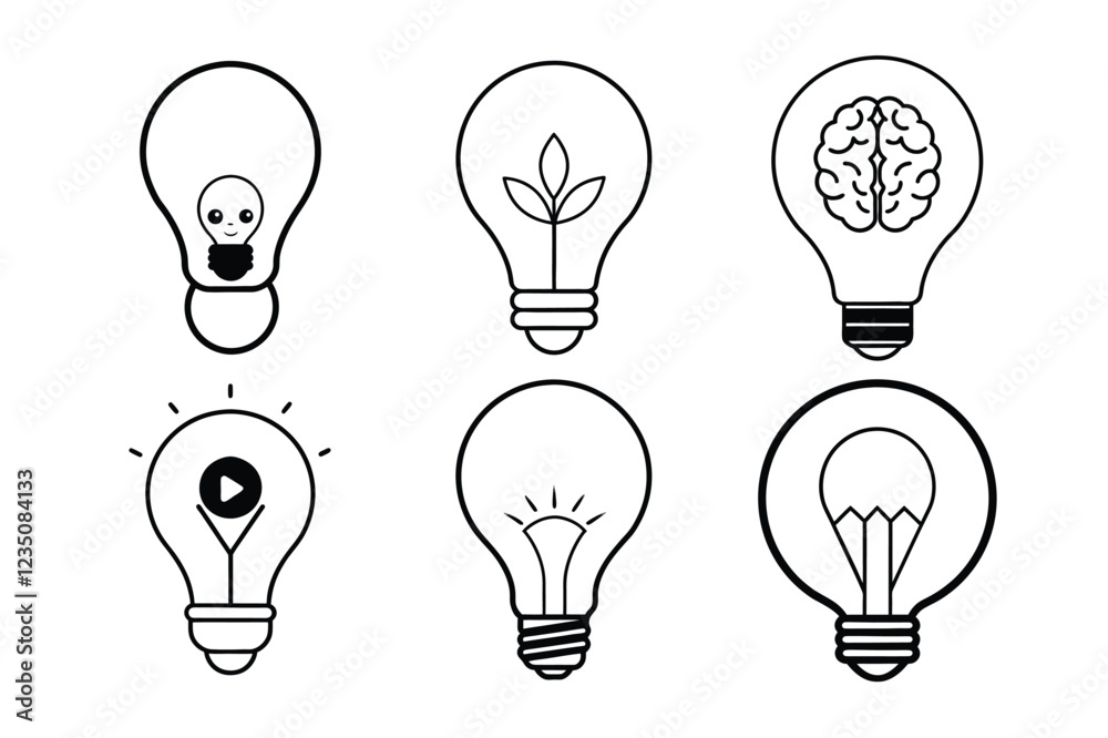 Creative Light Bulb Vector Set. Creative Light Bulb Vector Set.