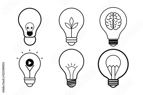 Creative Light Bulb Vector Set.