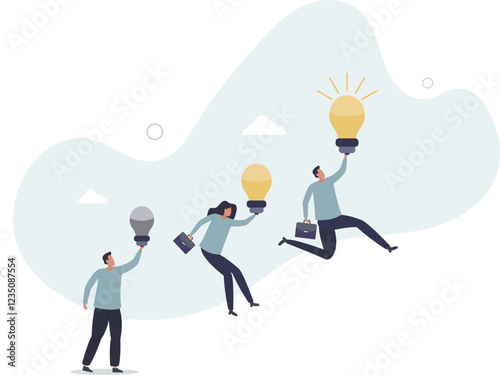 Employee engagement and motivation with inspiration.New idea generation in brainstorm team as professional staff stimulus .flat characters.