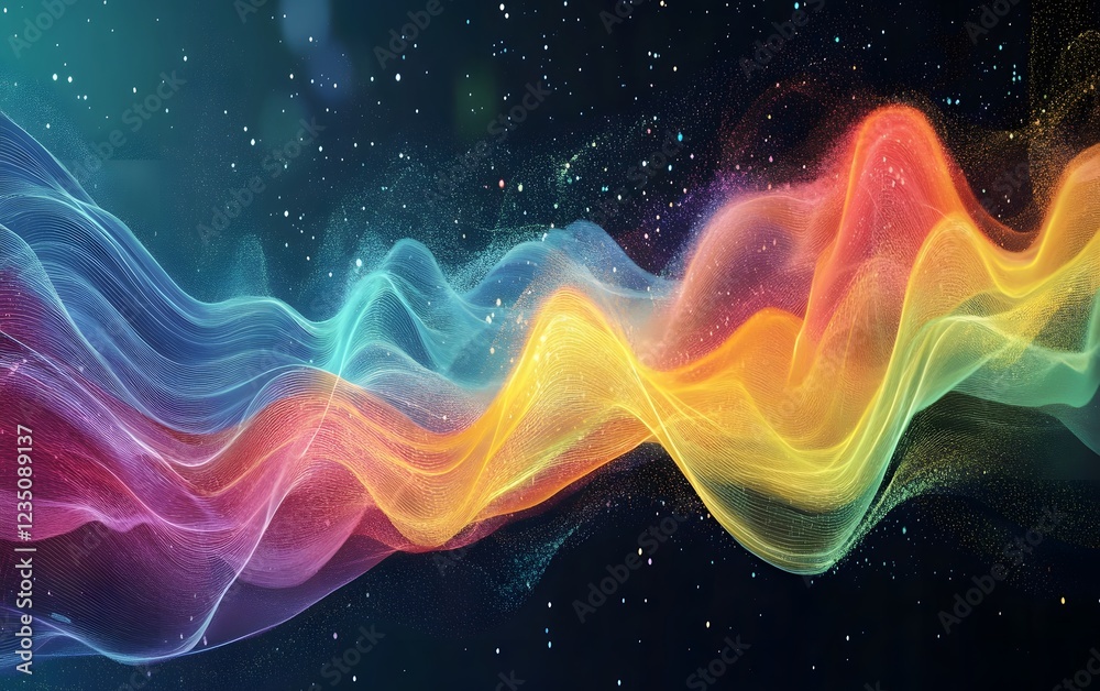 Abstract waves in vibrant colors on dark background. Abstract waves in vibrant colors on dark background.