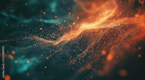 A beauty futuristic abstract background in a high-tech style. Shining lines and patterns resembling neural networks, connections, and digital circuits.
