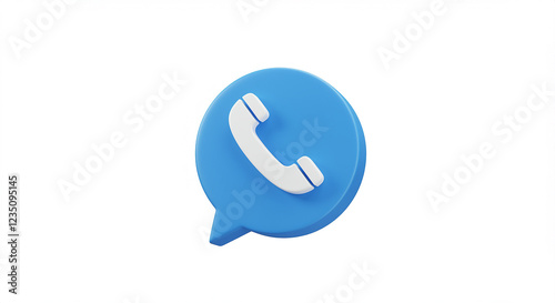 Blue phone icon 3d render. Phone icon communication symbol. 3d phone icon