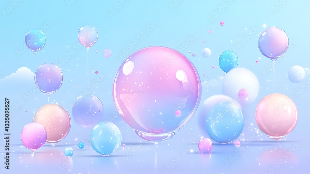 Pastel Bubbles Float in a Dreamy Sky Pastel Bubbles Float in a Dreamy Sky