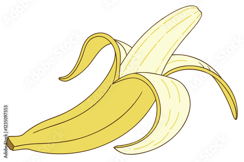 Photorealistic banana, partially peeled, yellow fruit, white background, closeup, high detail, studio lighting, product photography, minimalist, clean aesthetic, commercial quality, vibrant colors, sm