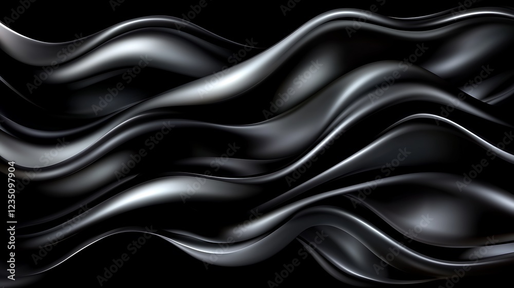 Abstract Black Waves Flowing Smoothly Dark Abstract Black Waves Flowing Smoothly Dark
