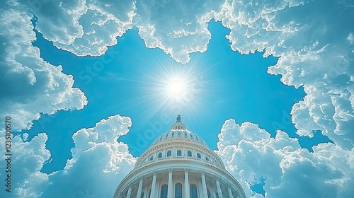 Capitol Dome Sunlight Through Clouds Sky