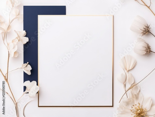 Elegant Formal Funeral Invitation Card Mock-Up Deep Navy and Gold Remembrance Mournful Grief Traditional
