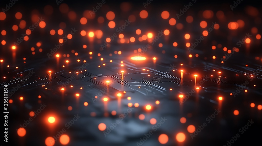 Fototapeta premium Illuminated Circuit Board Abstract Technology Design