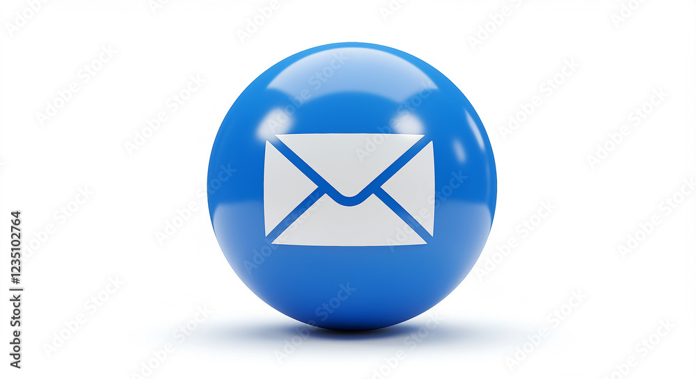 Email icon on blue sphere. Email icon on blue ball. Email icon isolated on white background Email icon on blue sphere. Email icon on blue ball. Email icon isolated on white background