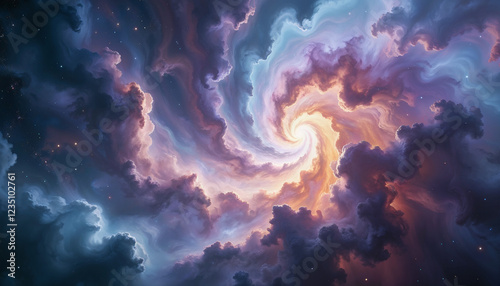 Abstract background with dramatic sky and clouds in watercolor style