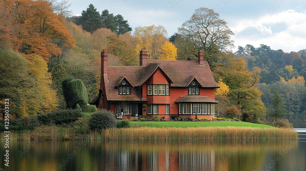 The lakeside red house 