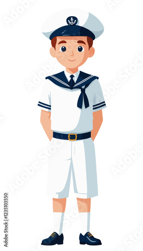 Maritime Worker in Nautical Uniform Vector Art