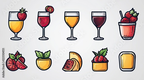 Delicious fruity drinks and desserts collection photo