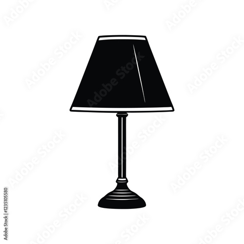 Antique lamp silhouette vector icon for classic home decor, vintage lighting fixtures, elegant illumination designs, retro room decor, and furniture accessories