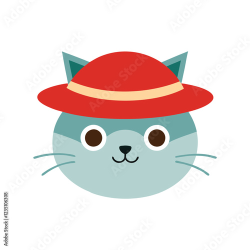 cat in a hat illustration vector art 